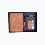 Cork 4 Pc Set: Cork Notebook With Visiting Card Holder, Pen And Keychain